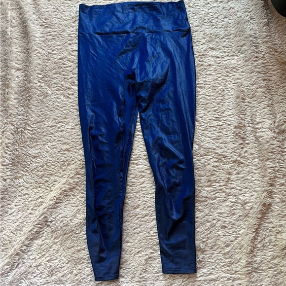 K-DEER blue wet look shiny leggings 2X - Picture 1 of 9